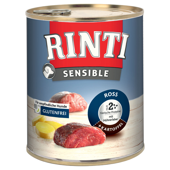 Ekonomipack: RINTI Sensible 24 x 800 g - Häst, kycklinglever & potatis