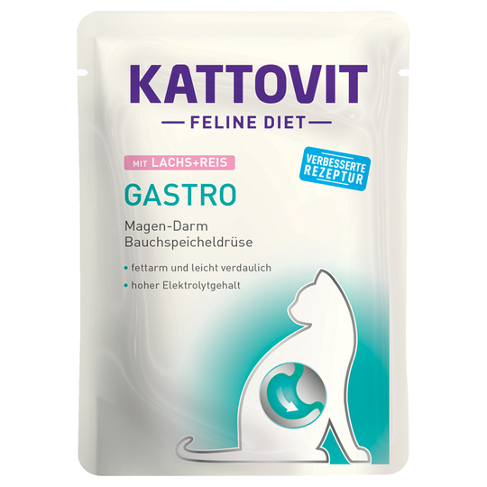 Kattovit Feline Gastro Pouch 24 x 85 g - Lax & ris