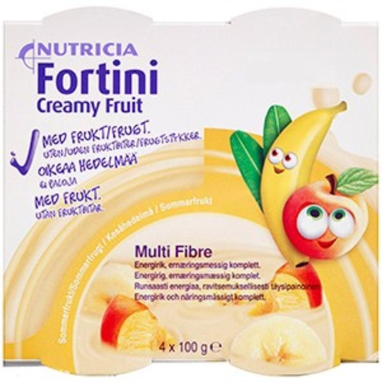 Nutricia Fortini Creamy Fruit, komplett kosttillägg, sommarfrukt 4 x 100 gr
