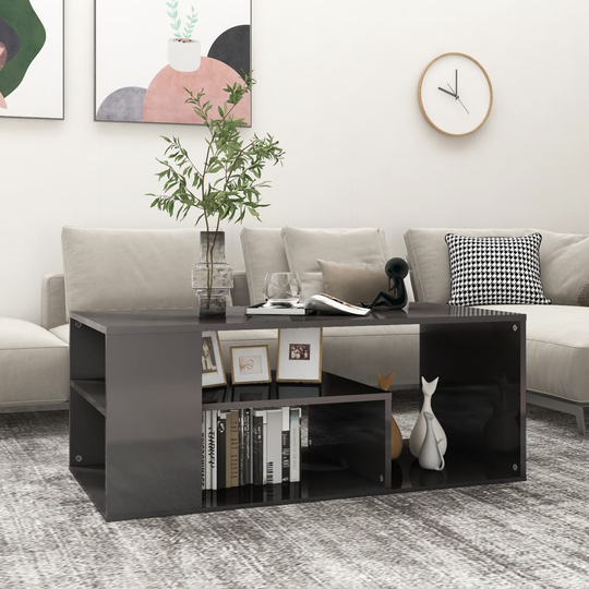 vidaXL Soffbord grå högglans 100x50x40 cm spånskiva