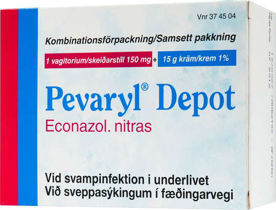 Pevaryl® Depot Vagitorium och kräm 150mg+1% Blister, 1vagitorium + Tub, 15gram kräm
