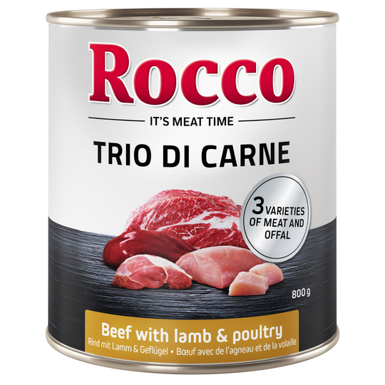 6 x 800 g Rocco Trio di Carne - Ekonomipack: 24 x 800 g