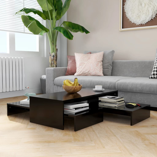 vidaXL Satsbord svart 100x100x26,5 cm spånskiva