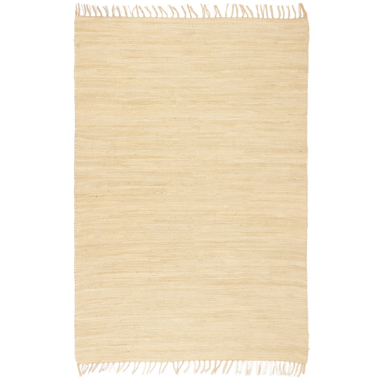 vidaXL Handvävd matta Chindi bomull 80x160 cm gräddvit