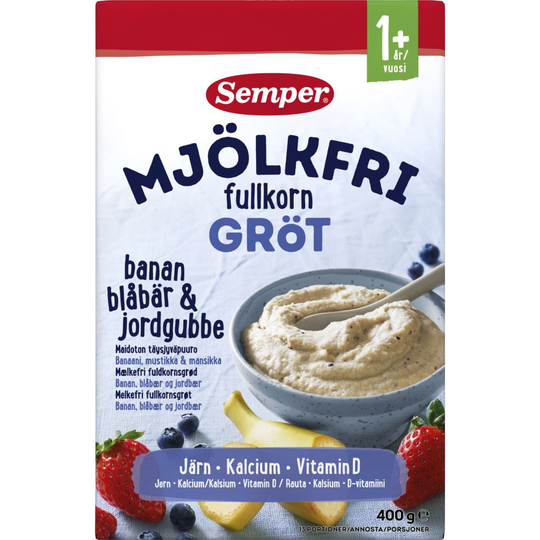 Semper Fullkornsgröt Banan Blåbär & Jordgubbe 400 g