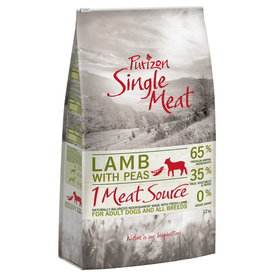 Purizon Single Meat Adult Lamb & Peas - spannmålsfritt - 12 kg