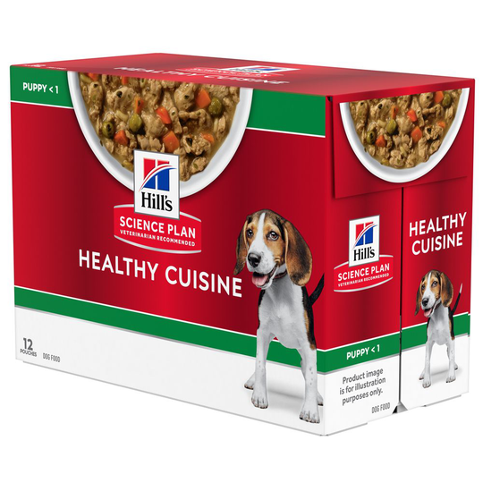 9 + 3 på köpet! 12 x 90 g Hill's Science Plan Healthy Cuisine - Puppy Medium & Large Chicken