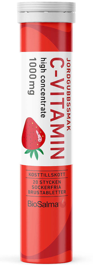 BioSalma C-vitamin 1000 mg Jordgubb 20 brustabletter