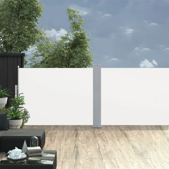 vidaXL Infällbar sidomarkis gräddvit 120x1000 cm