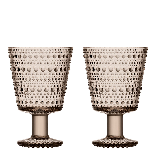 Iittala - Kastehelmi Glas på fot 2-pack Linne