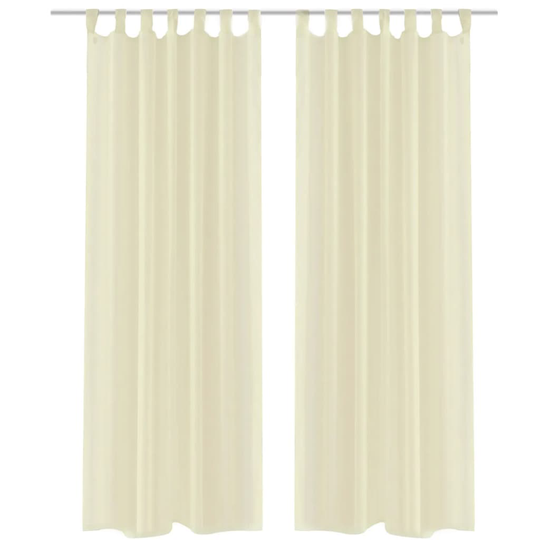 vidaXL Genomskinlig gardin 140 x 225 cm 2-pack Creme