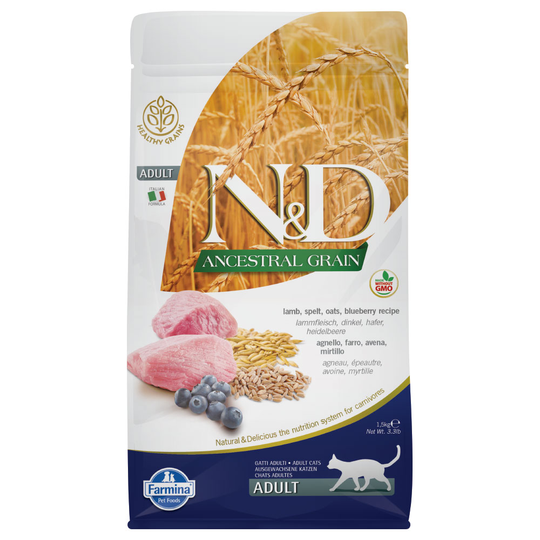 N&D Cat Low Ancestral Grain - Lamm & blåbär - 5 kg