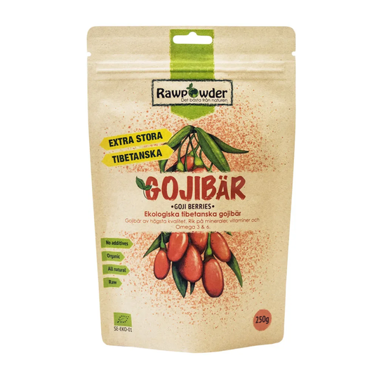 Rawpowder Gojibär Gold stora tibetanska, 250g ekologisk