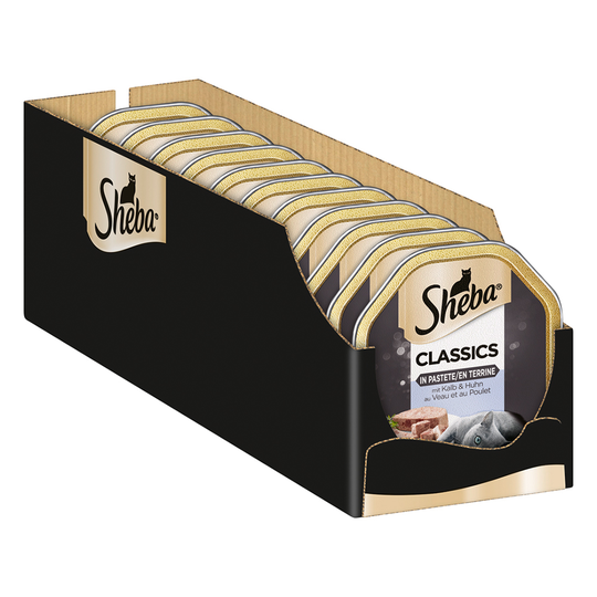 Ekonomipack: 44 x 85 g Sheba portionsform - Classics Paté Kalv & kyckling