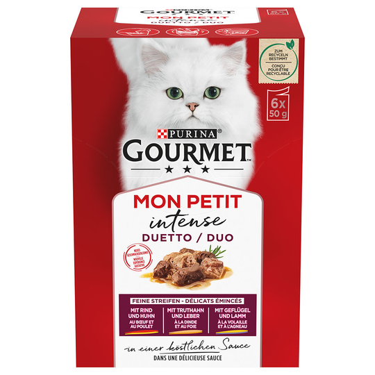 24 + 12 på köpet! 36 x 50 g Gourmet Mon Petit i mixpack - Duetti: Nötkött/Kyckling
