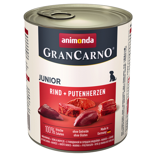 Ekonomipack: Animonda GranCarno Original Junior 24 x 800 g - Nötkött & kalkonhjärta