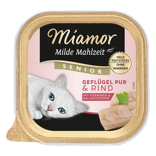 Miamor Mild Meal Senior 16 x 100 g - Fjäderfä pur & nötkött