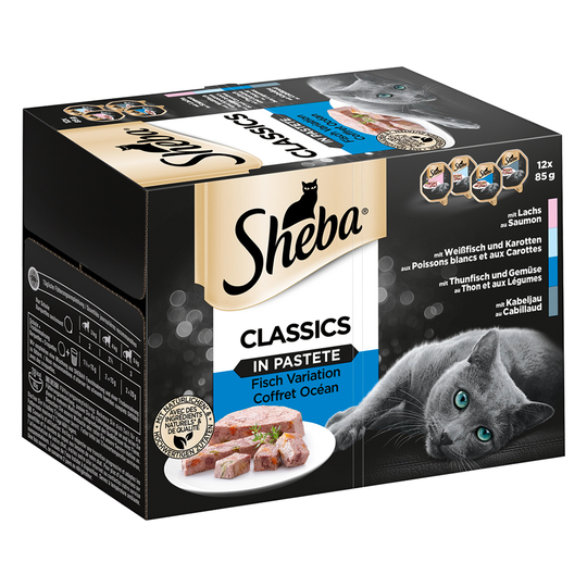 Jumbo ekonomipack: Sheba 96 x 85 g portionsform i blandpack - Classics in Pâté