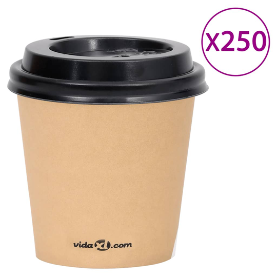 vidaXL Pappersmuggar med lock 120 ml 250 st brun