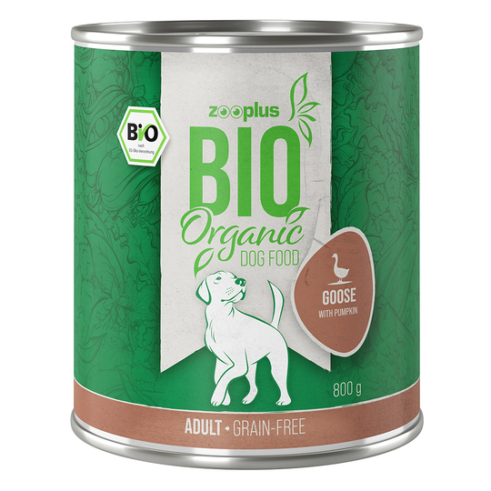 Ekonomipack: zooplus Bio 12 x 800 g - Eko-gås med eko-pumpa (spannmålsfritt)