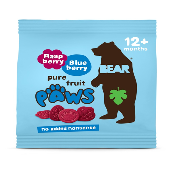 Bear Paws Torkade frukt- & gröntbitar med hallon och blåbär 20 g