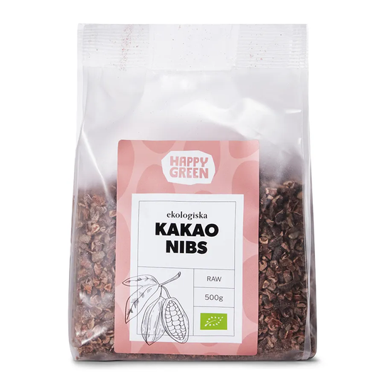 Happy Green Kakonibs RAW, 500g ekologisk