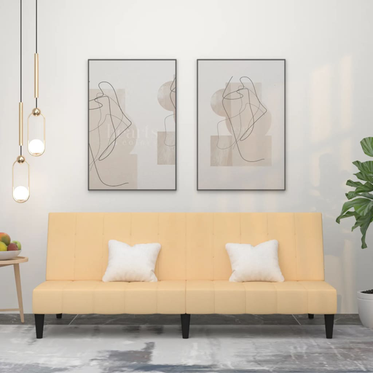 vidaXL Bäddsoffa 2-sits gräddvit mikrofibertyg