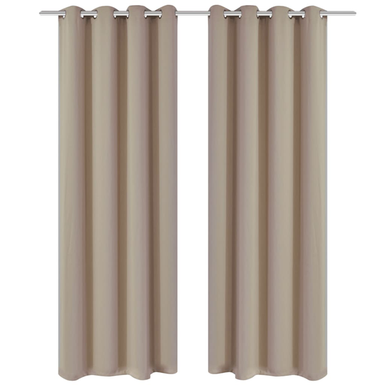 vidaXL 2-pack gräddvita mörkläggningsgardiner med metallringar 135 x 245 cm