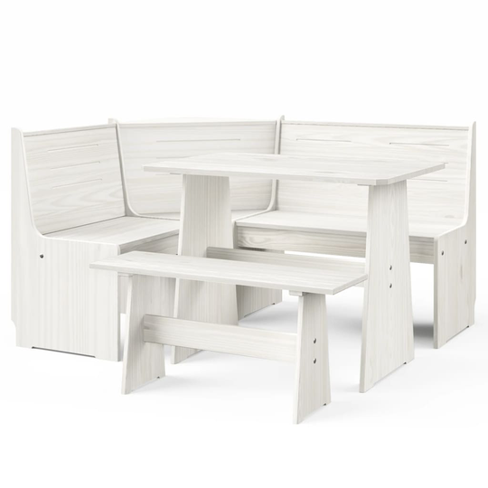 vidaXL Matgrupp 3 delar vit massiv furu