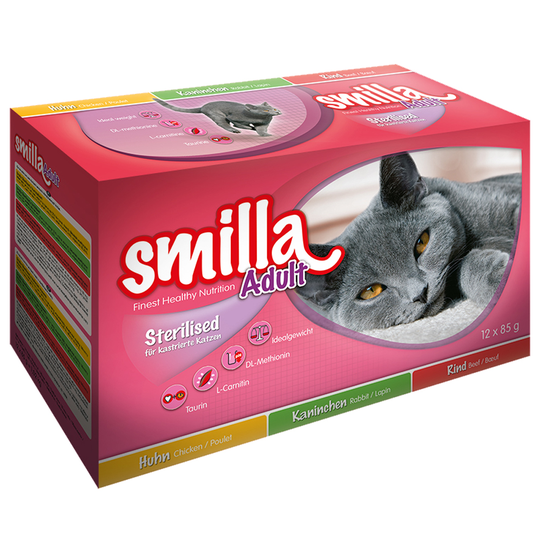 Blandpack: 1 kg Smilla torrfoder + passande våtfoder - Sterilised + 12 x 85 g Sterilised