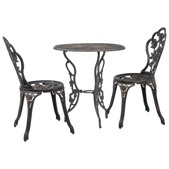 vidaXL Caféset 3 delar gjuten aluminium
