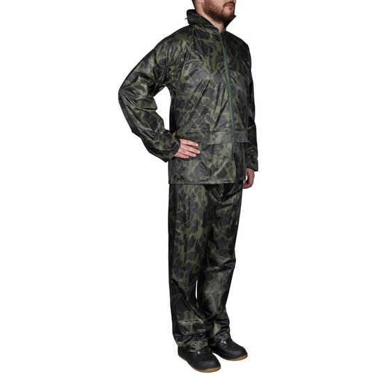 vidaXL Regnställ med Huva Herrar Tvådelat Camouflage L