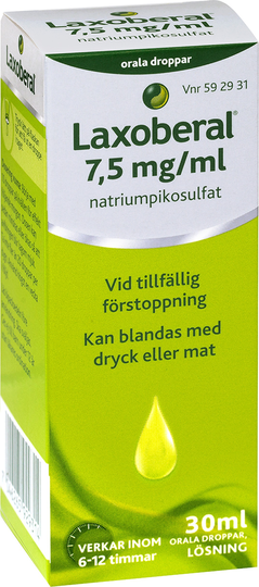 Laxoberal® Orala droppar, lösning 7,5mg/ml Plastflaska, 30ml