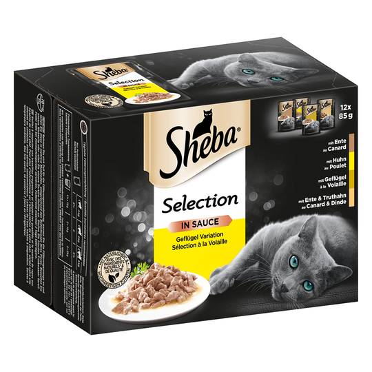 Jumbopack: Sheba Variations 96 x 85 g portionspåsar - Selection in Sauce Fågelkött