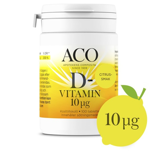ACO D-vitamin 10 UG Citrussmak 100 tabletter