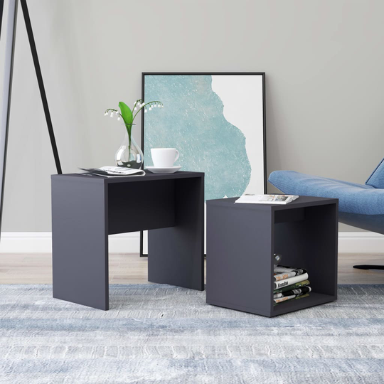 vidaXL Soffbord set grå 48x30x45 cm spånskiva