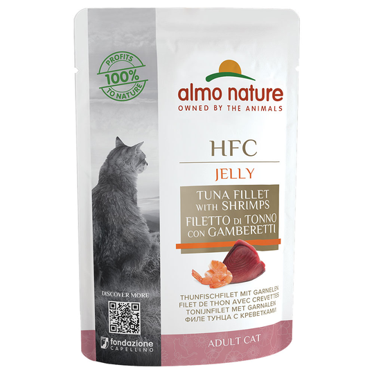 Ekonomipack: Almo Nature HFC Jelly Pouch 24 x 55 g - Tonfiskfilé & räkor