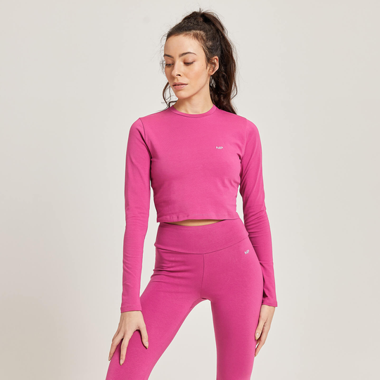 MP Women's Essential Body Fit Long Sleeve Crop T-Shirt - Sangria/röd - XS