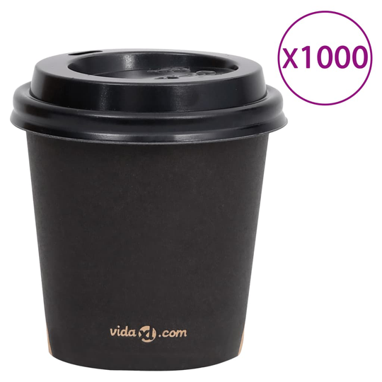 vidaXL Pappersmuggar med lock 120 ml 1000 st svart