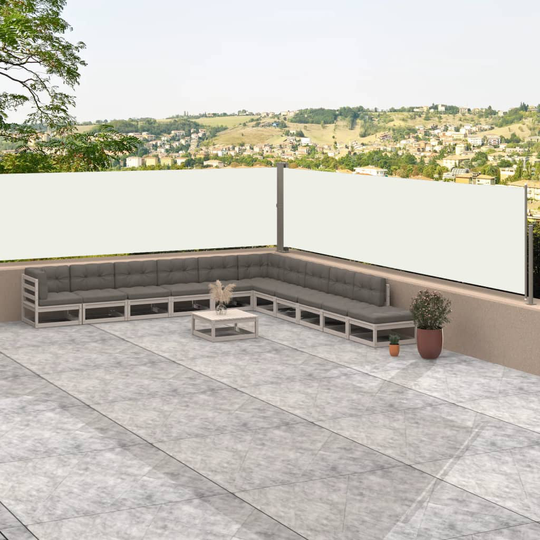 vidaXL Infällbar sidomarkis gräddvit 117x1000 cm