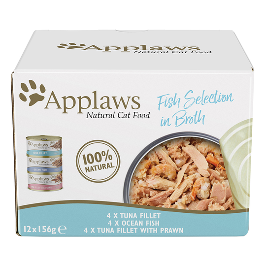 Provpack Applaws kattmat Adult 12 x 156 g - Fisk i buljong