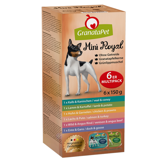 GranataPet Mini Royal 6 x 150 g portionsform - Blandpack