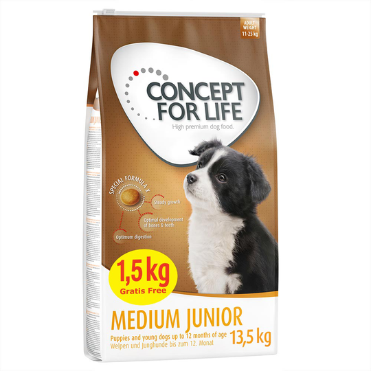 12 kg + 1,5 kg på köpet! Concept for Life - Medium Junior