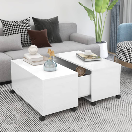 vidaXL Soffbord vit högglans 75x75x38 cm spånskiva