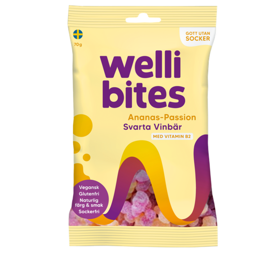 Wellibites Ananas-Passion & Svarta vinbär 70 g