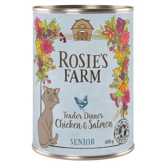 Ekonomipack: Rosie's Farm Senior 12 x 400 g - Senior: Kyckling & lax