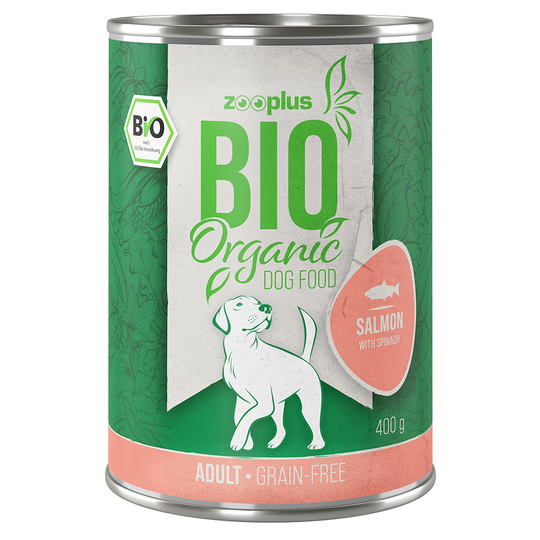 Ekonomipack: zooplus Bio 12 x 400 g - Eko-lax med eko-spenat (spannmålsfritt)
