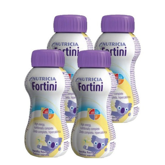Nutricia Fortini, komplett, drickfärdigt, barnkosttillägg, vanilj 4 x 200 ml