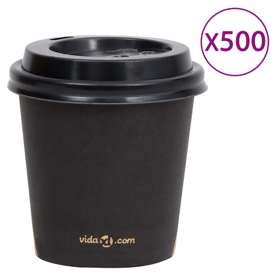vidaXL Pappersmuggar med lock 120 ml 500 st svart