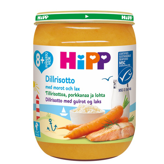 Hipp Dillrisotto m morot & lax 8m 190g